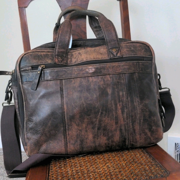 Black Rivett Brown Leather Laptop Bag. - Picture 4 of 12